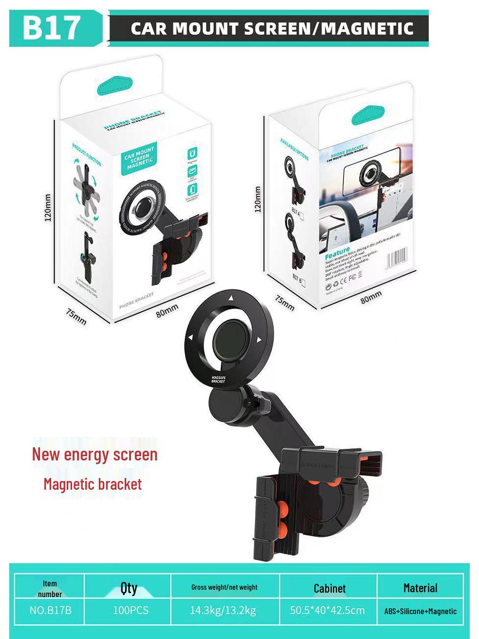 

MagSafe Car Phone Holder: Magnetic Mount for New Energy Vehicles with Strong Magnetism and Multi-Angle Adjustment.