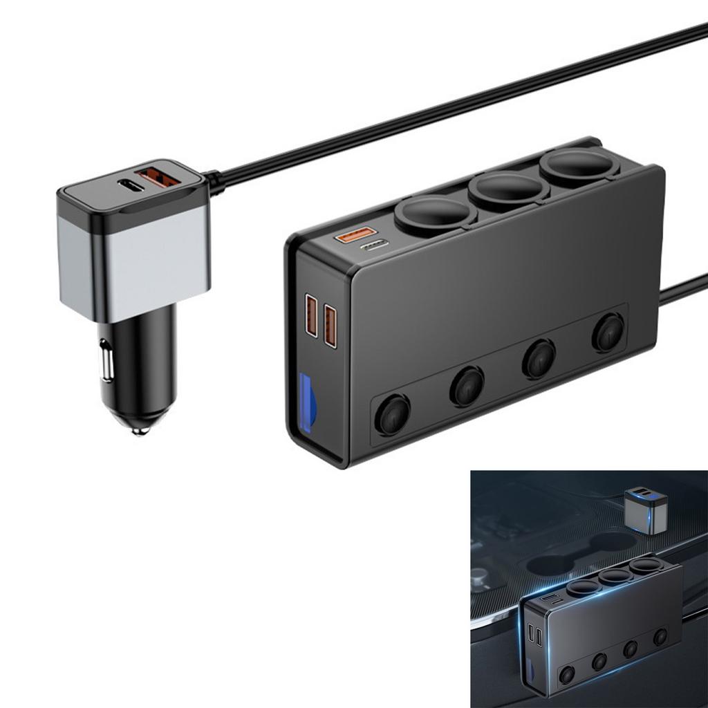 Fast Charging Car Adapter With PD18W QC3.0 4 Individual Switches Heat Resistant Design Lighter Adapter