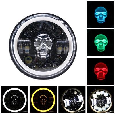 1 Stück Frontleuchte 7" Voll-LED Totenkopf, 12V Off-Road