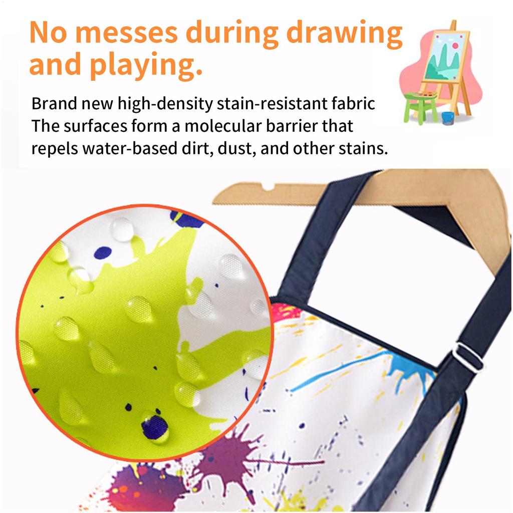 Kids Aprons For Cooking Adjustable Bib With Sleeves Kids Aprons Painting For Boys Girls Ages 2-12 Baking Cooking Classroom Home