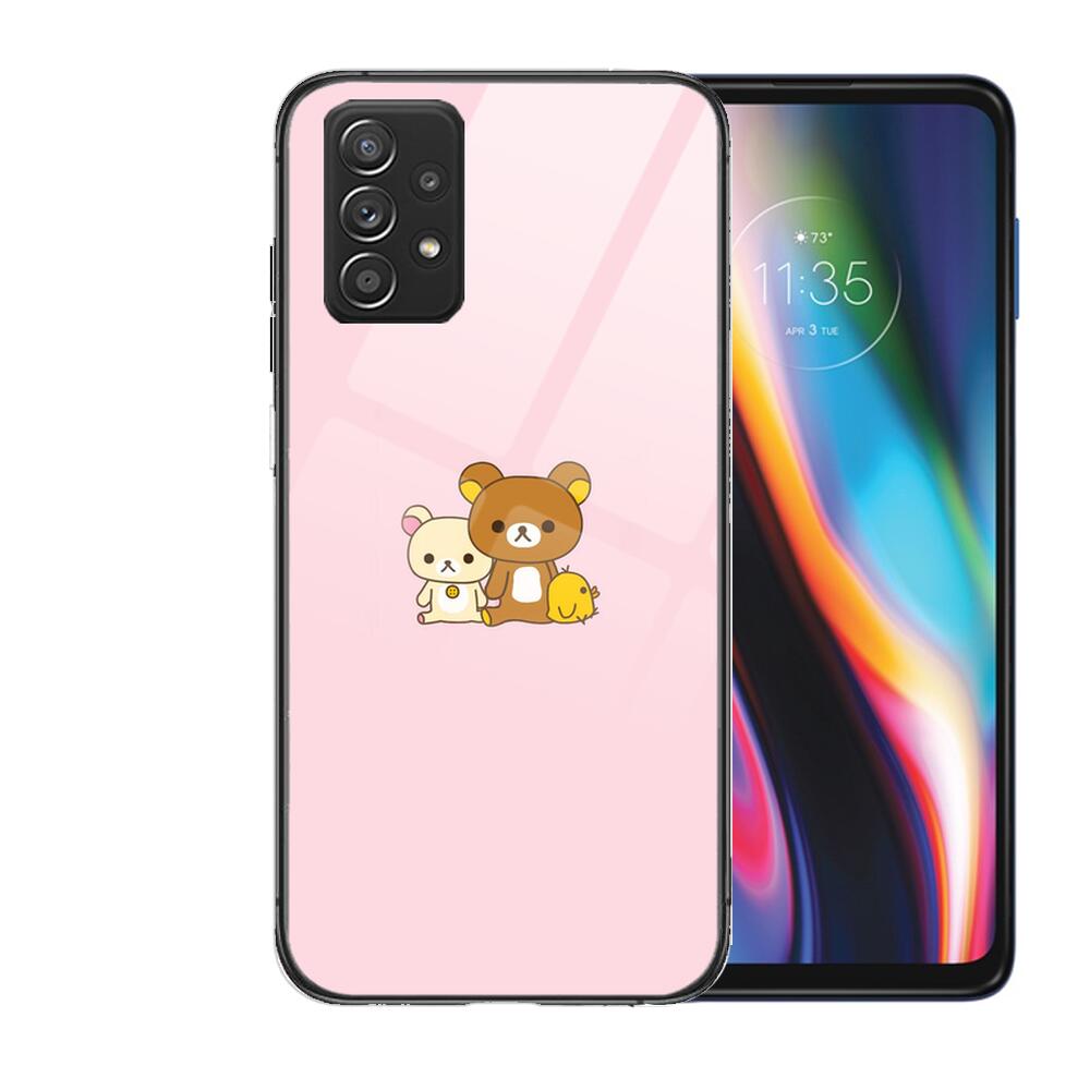 TOPLBPCS Cute Rilakkuma Tempered Glass Case Phone For Samsung Galaxy A51 A71 A60 A70S A70 A80 A21S A41 A20E A50 A30S 5g A32 A40S