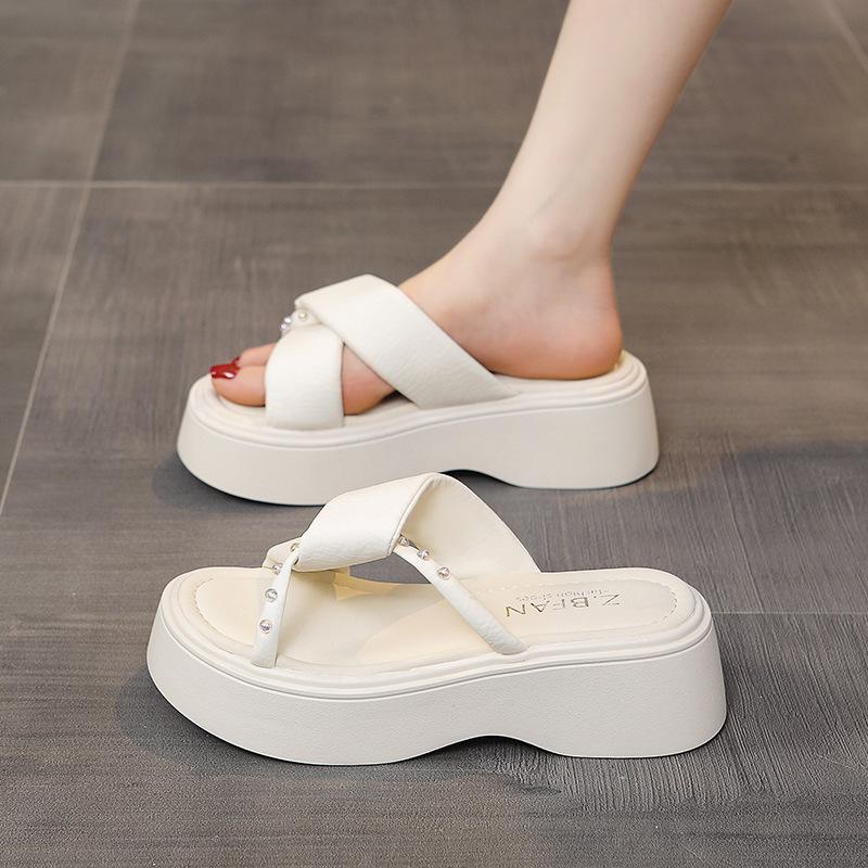 Chinesischer Stil auf Scheiße treten, Sommer-Slipper, Ein-Wort-Schleppgefühl weiche Sohle, hochwertiger Außenrock und Retro mit Schwangerensandalen