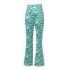 3 Pcs/Set Women Stage Performance Suit V Neck Lace-up Long Sleeves Cropped Top High Waist Flared Hem Trousers Printed Headband Retro Disco Party