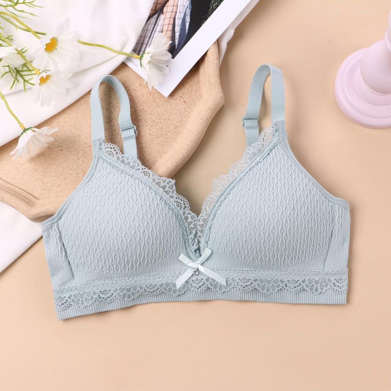 

Простые бюстгальтеры пуш-ап для девочек, однотонные, беспроводные, мягкие, дышащие, бесшовное нижнее белье с открытой спиной для женщин, белье, цветочный стиль 32/70AB зелёный