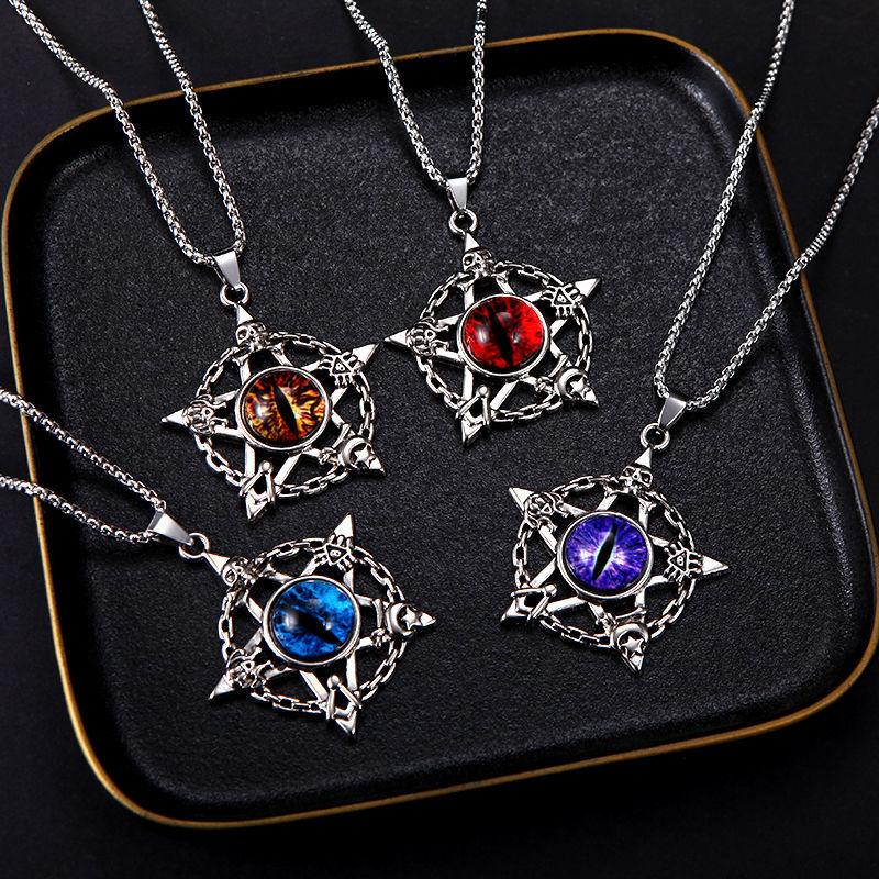 RUI RUI YU Kreativ Fargerik Lysende Devil Eye Pendant Halskjede for menn Mote Fluorescerende Maigc Dragon Eye Halskjede Valentinsdagsgave