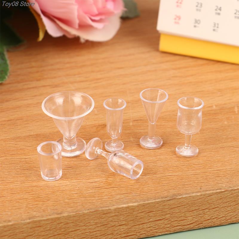 10Pcs 1:12 Dollhouse Simulation Mini Red Wine Cup Goblet For Dollhouse Kitchen Bar Miniature Accessories