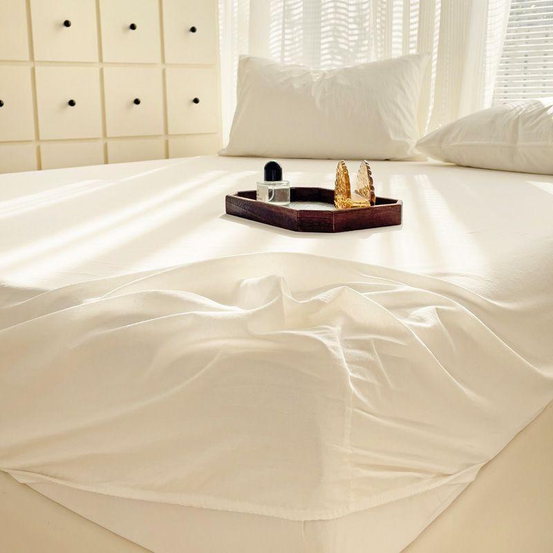 Japanese Style Washed Cotton Striped Bed Sheet Three Piece Set, Full Coverage, Non Slip Single Piece, Simmons Mattress, Dust
