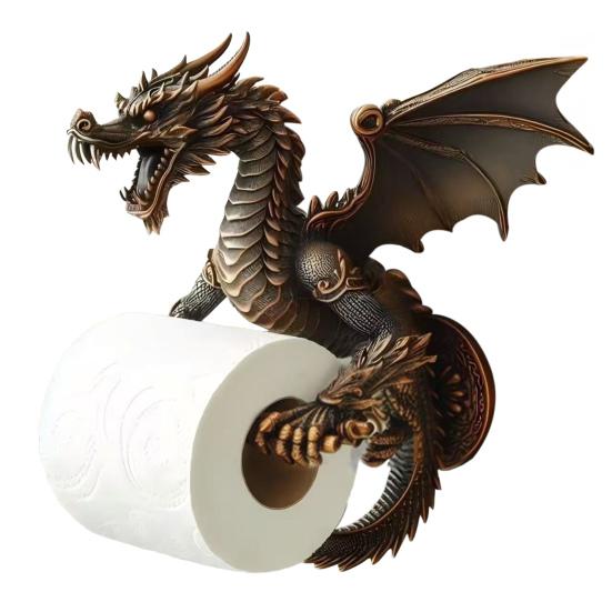 Dragon Tissue Roll Dispenser Decorative Toilet Roll Holder Wall Mounted Paper Holder for Bathroom And Kitchen Dragon Lovers Gift