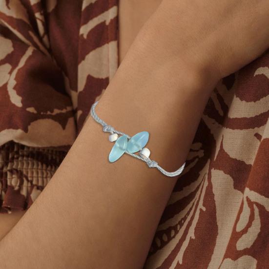 Soul Sister Bracelet Handmade Adjustable Ocean-Inspired Design Women Bracelet with Blue Artificial Crystal Beads