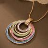 Geometric Oil-Drip Hollow Oval Pendant Necklace - Lightweight Durable Chain, Versatile Women's Jewelry Valentine's Day Gift, Necklace Charms