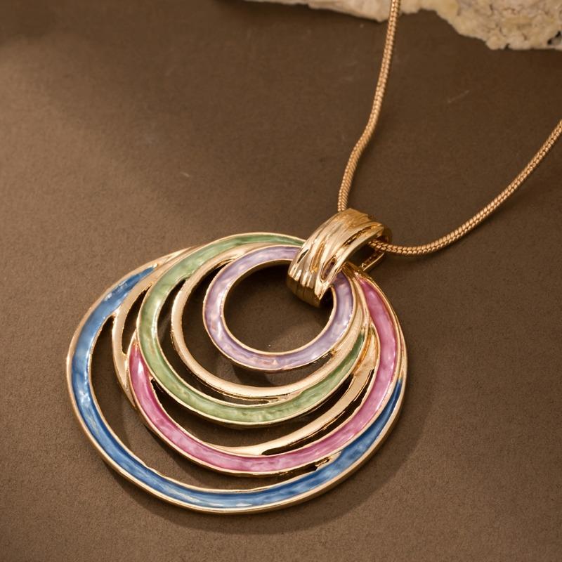 Geometric Oil-Drip Hollow Oval Pendant Necklace - Lightweight Durable Chain, Versatile Women's Jewelry Valentine's Day Gift, Necklace Charms