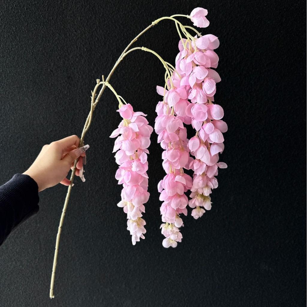 2Pcs Simulation Long Branch 3-pronged Orchid Wisteria Flowers for Holiday Home Outdoor Patio Garden Decoration