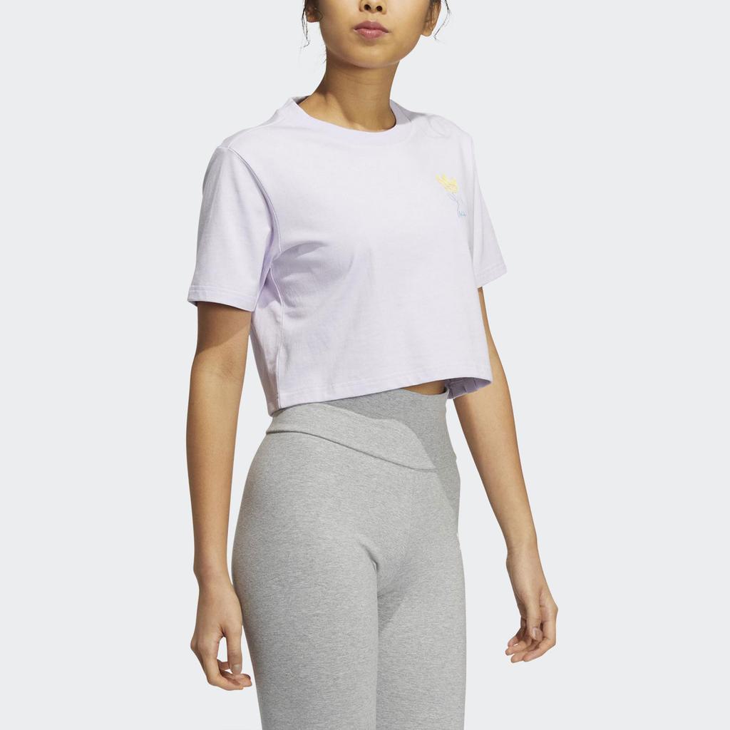 Adidas Originals Short Sleeve Logo T-Shirt Women Tops Pink HP0093