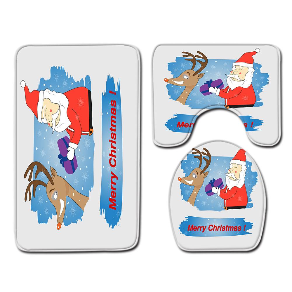 Christmas Bathroom Floor Mat Toilet Three-Piece Set