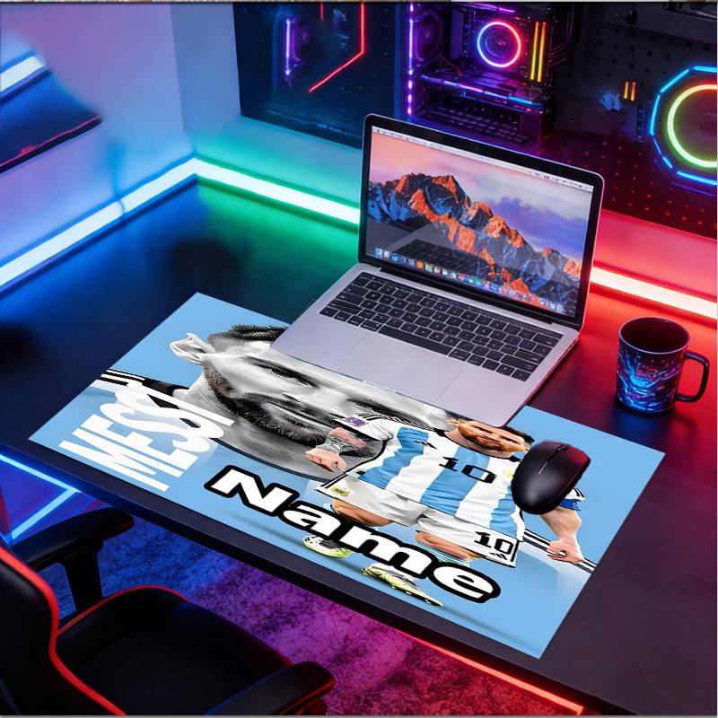 Custom Name Personalized Lionel Messi Pattern Mousepad, Laptop PC Desk Mat, Decorative Desk Mat for Home Keyboard Pad Gift