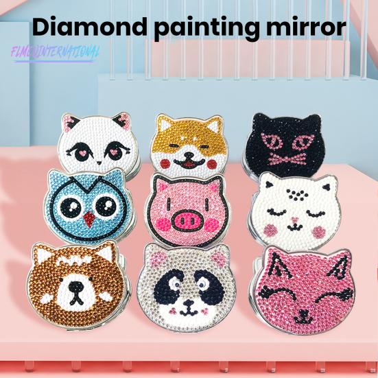 

Зеркало для макияжа с алмазной росписью «сделай сам», складное двустороннее зеркало с мультяшным узором, открытие на 180 градусов, алмазная вышивка, зеркало для вышивки крестом