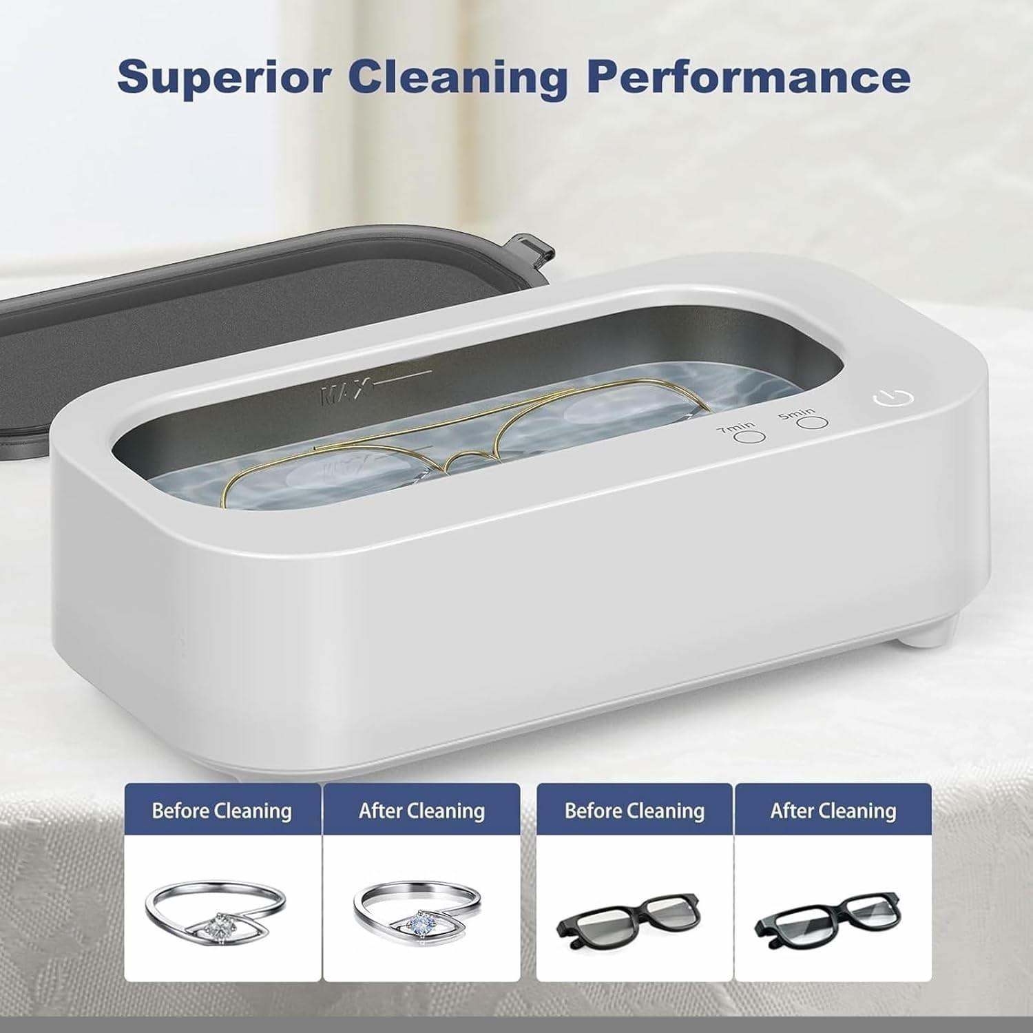 

350ml Ultrasonic Cleaner for Eyeglasses Jewelry Watches Cleaning Device 48000Hz Vibration Frequency EU Plug