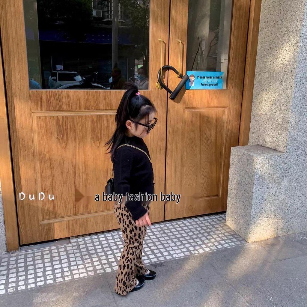 Girls' Fleece-Lined/Unlined Flare Pants - Autumn/Winter Korean Style Children's Long Trousers