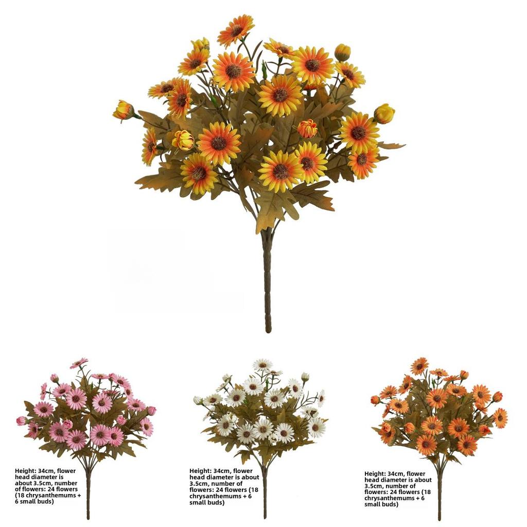 Autumn Color Artificial Dendranthema Morifolium Flower For Home Decoration And Photography Props