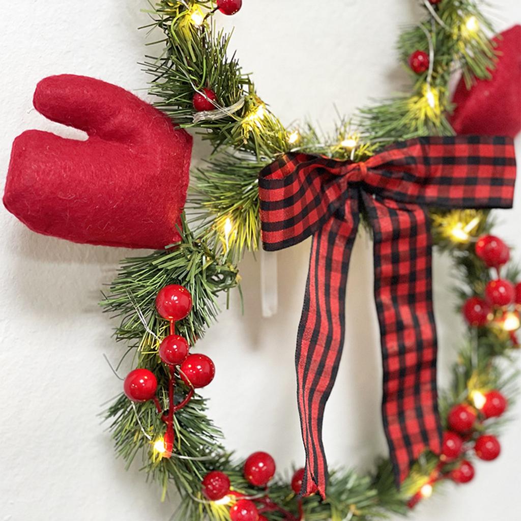 Christmas Snowman Wreath Decoration Light Up Christmas Wreath For Front Door Holiday Wreaths With Red Hat Scarf For Home Door Wall Decor