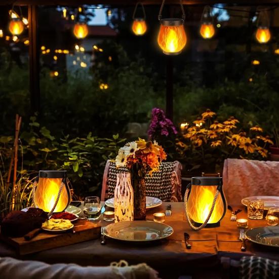 LED lampa s blikajícím plamenem Automatické zapínání/vypínání Venkovní vodotěsná lucerna pro venkovní krajinu Veranda Zahrada Patio Trávník Paluba Dekor