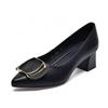 Pointed high heels women's 2025 spring new round buckle shallow mouth one pedal fashion shoes four seasons small single shoes work shoes