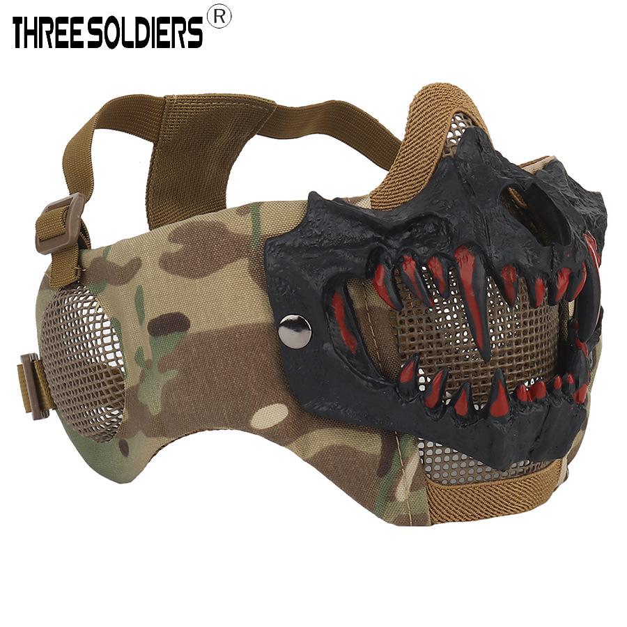 Fang Skull Mask with Ear Protection for Halloween and Outdoor Cycling