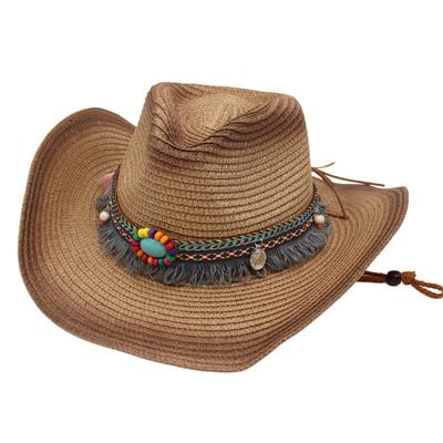 Cowboy Straw Hat Tassel Sunscreen Sun Hat Ethnic Wind Hollow Beach Hat Ins Style