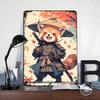 Red Panda Samurai - Japanese Art Metal Poster Customized Wall Art Retro Vintage Tinplate Signs for Man Cave Decoration Gaming