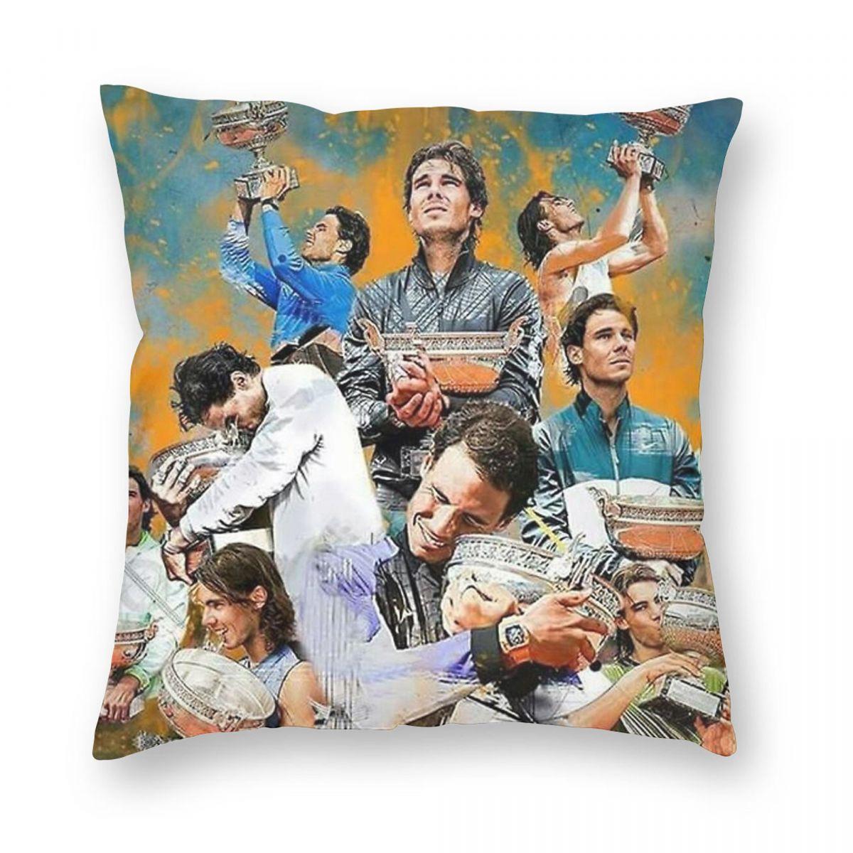 Rafael Nadal Tennis Pillowcase Polyester Linen Velvet Printed Zip Decorative Pillow Case Bed Cushion Case 30x30cm