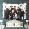 VIKAMA Stray Kids Member Illustration Tapestry KPop Fan Support Wall Hanging with Heart Elements for Bedroom Decor