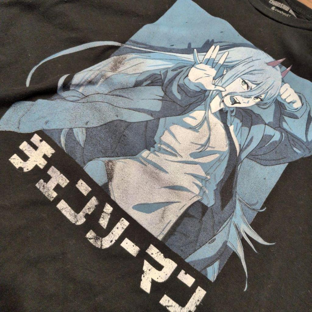 [USED] Extremely Rare Official Chainsaw Man Power T-shirt, Black, Size 2XL