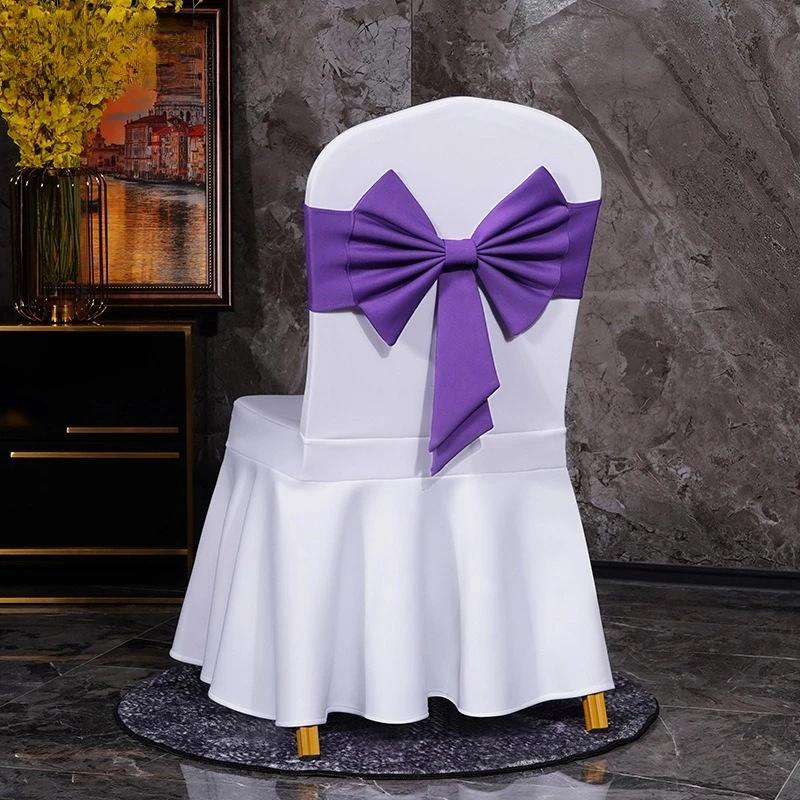 10PCS Thicken Spandex Chair Cover Band Ribbons Chair Tie Backs for Party Banquet Decor Wedding Decoration Knot Chair Bow Sashes