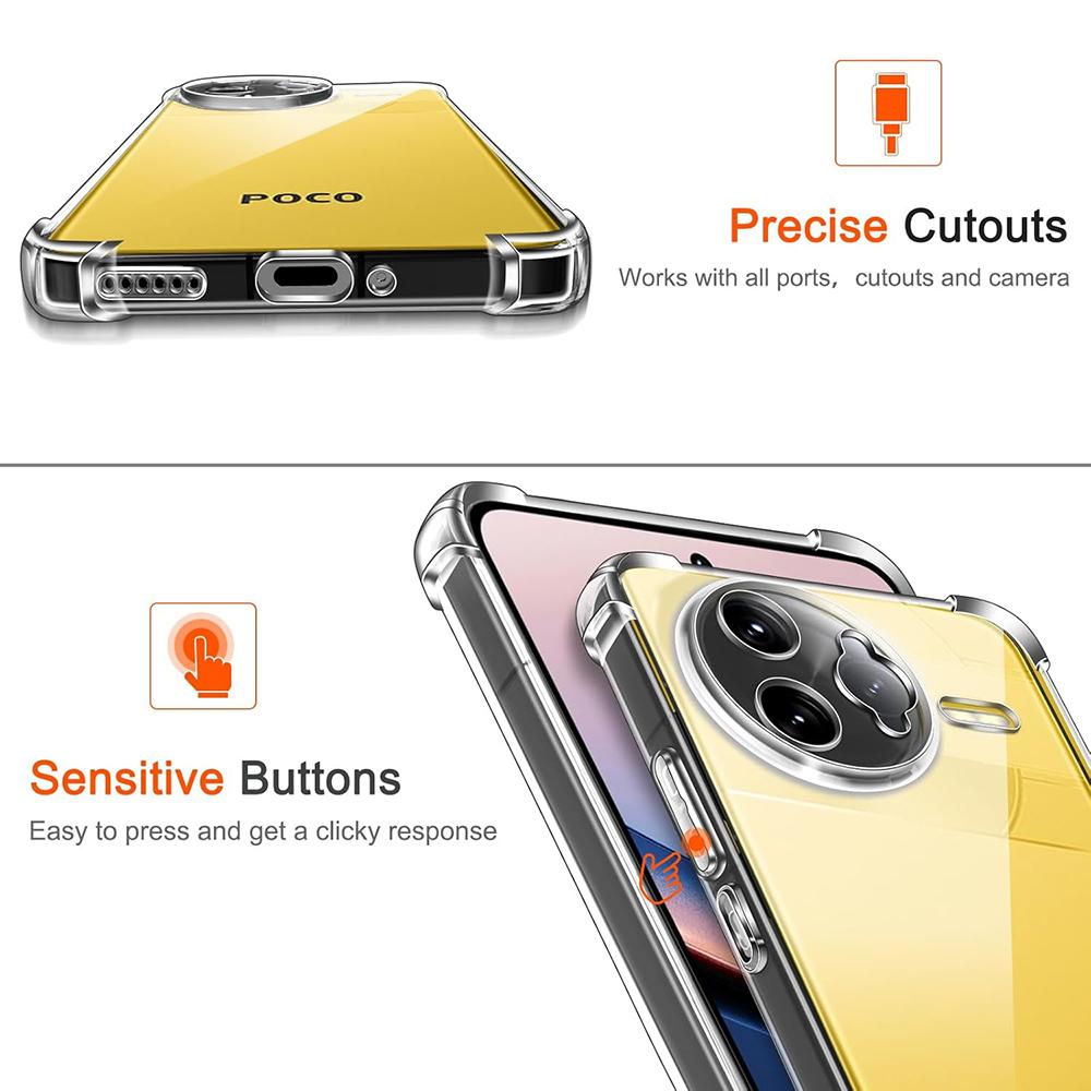 Shockproof Silicone Soft Case For Xiaomi Poco F7 F6 F5 X7 X6 X5 F4 F3 X4 X3 Gt M7 M6 M5 M4 M3 Pro Ultra Thin Clear Back Cover