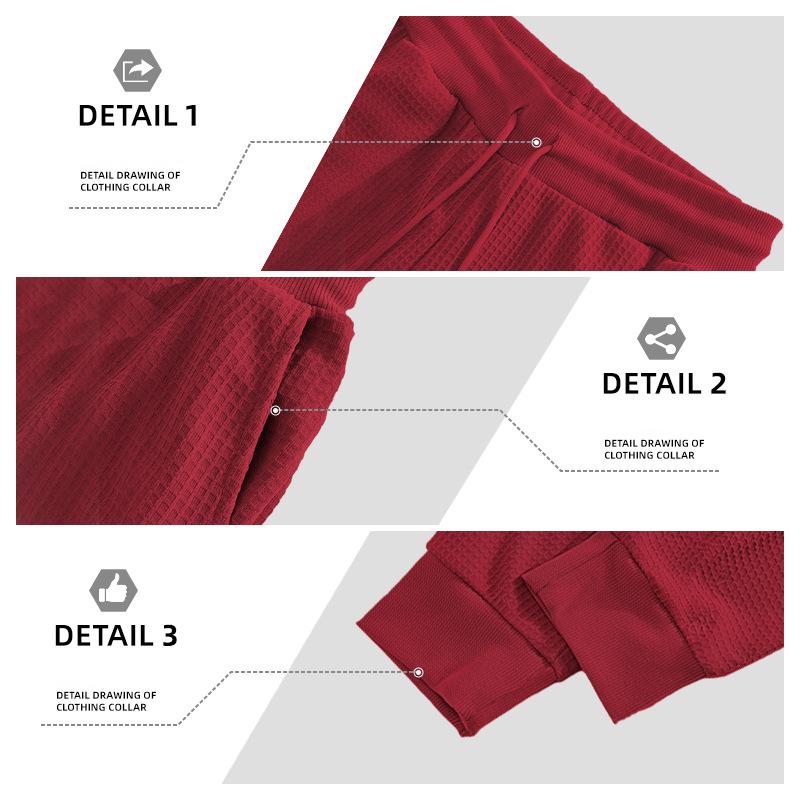 Pantaloni Jogger da Uomo a Nido d'Ape Coulisse Vita Elastica Polsini a Costine Casual Loungewear Aderenti Pantaloni da Tuta