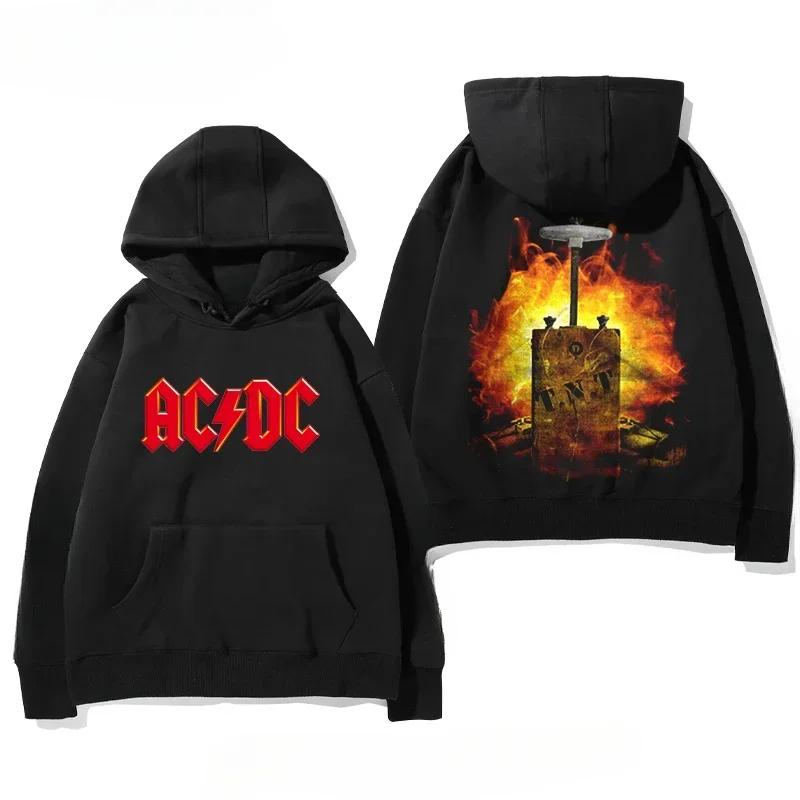 Trend European and American Hard Rock Metal Band ACDC Autumn and Winter Loose Velvet Hoodie Men's and Women's Coat Clothes