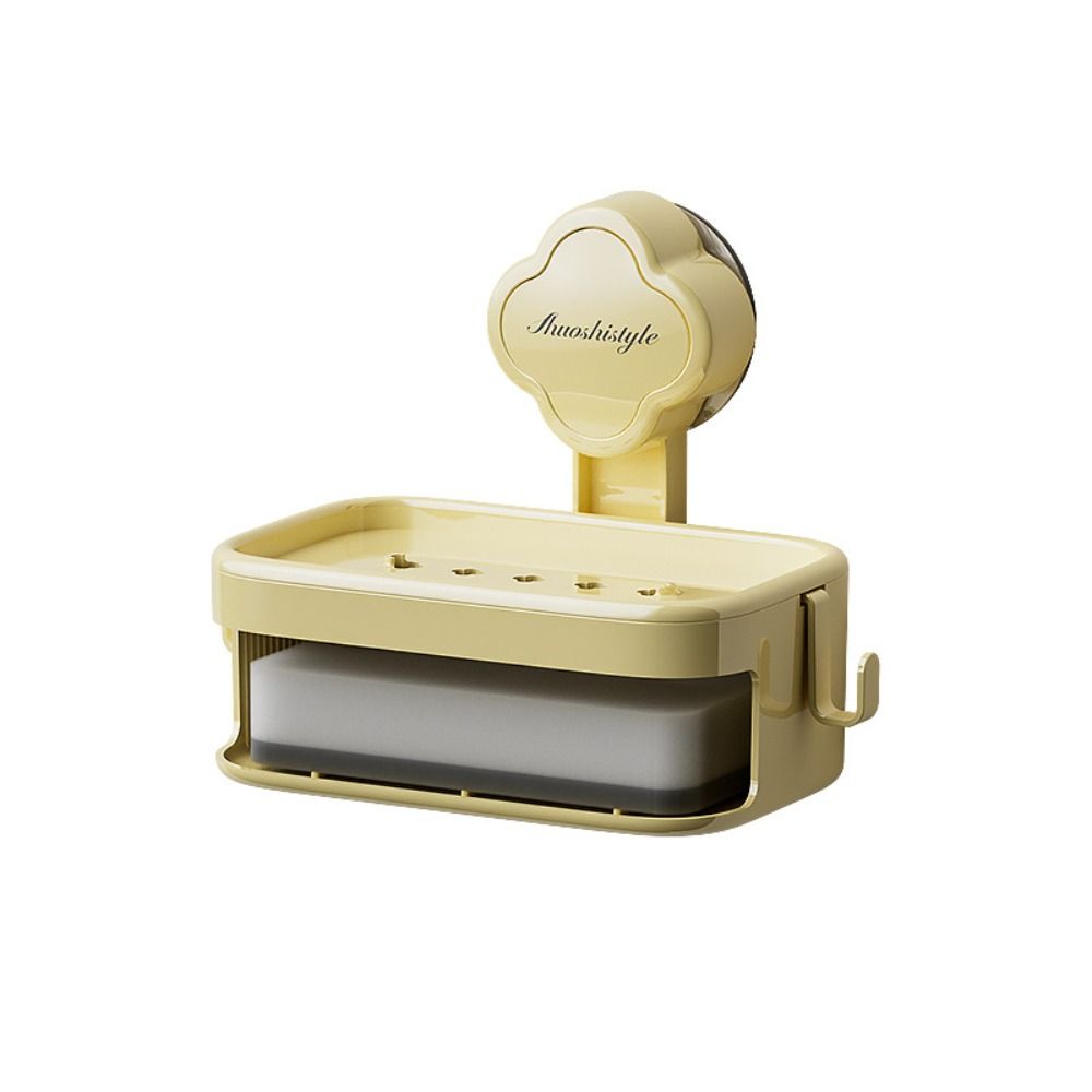 

Strong Plastic Suction Cup Soap Box Punch-free Drill-free Sponge Drain Rack Double-layer Draining Water Soap Holder Accessories