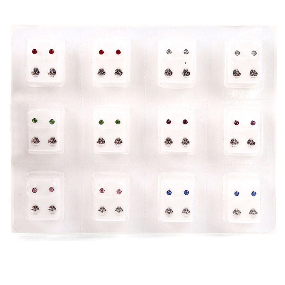 Lady's 12Pairs Metal Ear Studs Earrings for Piercing Machine Ear Piercing Tool Kit