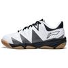 Li Ning Seamless Textile, Synthetic Leather Abrasion Resistant Breathable Low Top Badminton Shoes Unisex White Black AYTT025-1