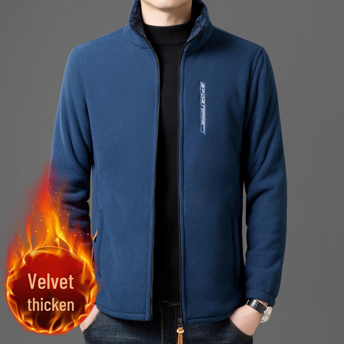 

Woodpecker Men s Fleece Jacket: Thick Lined, Stand Collar, Casual Autumn/Winter Cardigan 2XL for 100-130 lbs