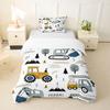 Feelyou Cartoon Car Kids Bedding Set Construction Bedding Duvet Cover Set Boys Decor Equipment Trucks Comforter Cover Set Excavator Tractor