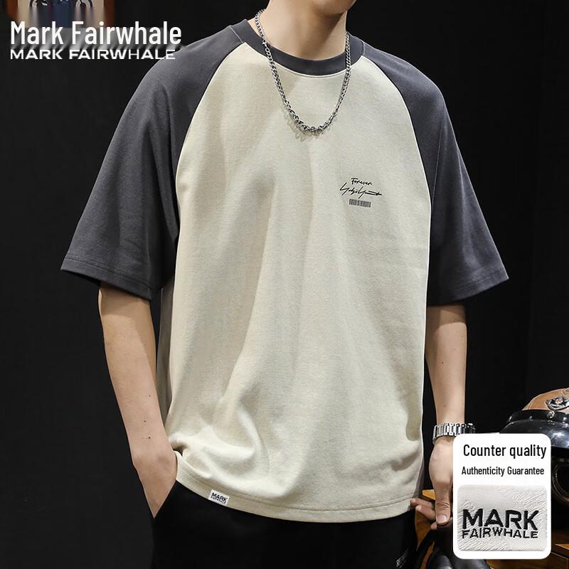 Mark Fairwhale Men s Summer Spliced Crew Neck Loose Casual T-Shirt 3XL