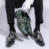 Large size men's shoes python pattern business large size leather shoes men's Monk shoes foreign trade men's pointed glossy loafers
