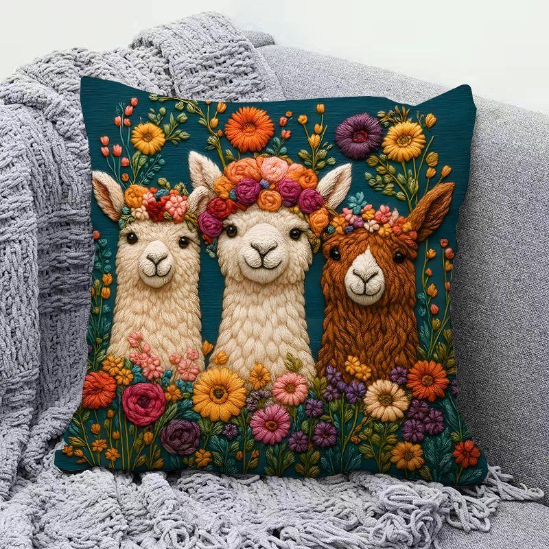 Adorable Alpaca Printed Pillow Soft Waist Cushion Living Room Sofa Decor Carriage Pillowcase Home Decorative Long Rectangle P...