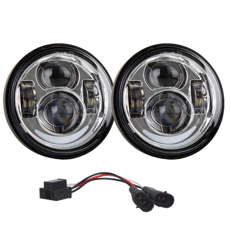 2PCS 5 inch Fat Bob Led HeadLight For Harley Motorcycle For Harley Dyna Fat Bob Dual Headlamp Double LED Headlights With DRL