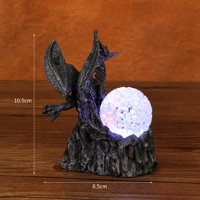 Battle Dragon Dinosaur Egg Resin Figurine Children's Base Luminous Toy Halloween Home Decoration