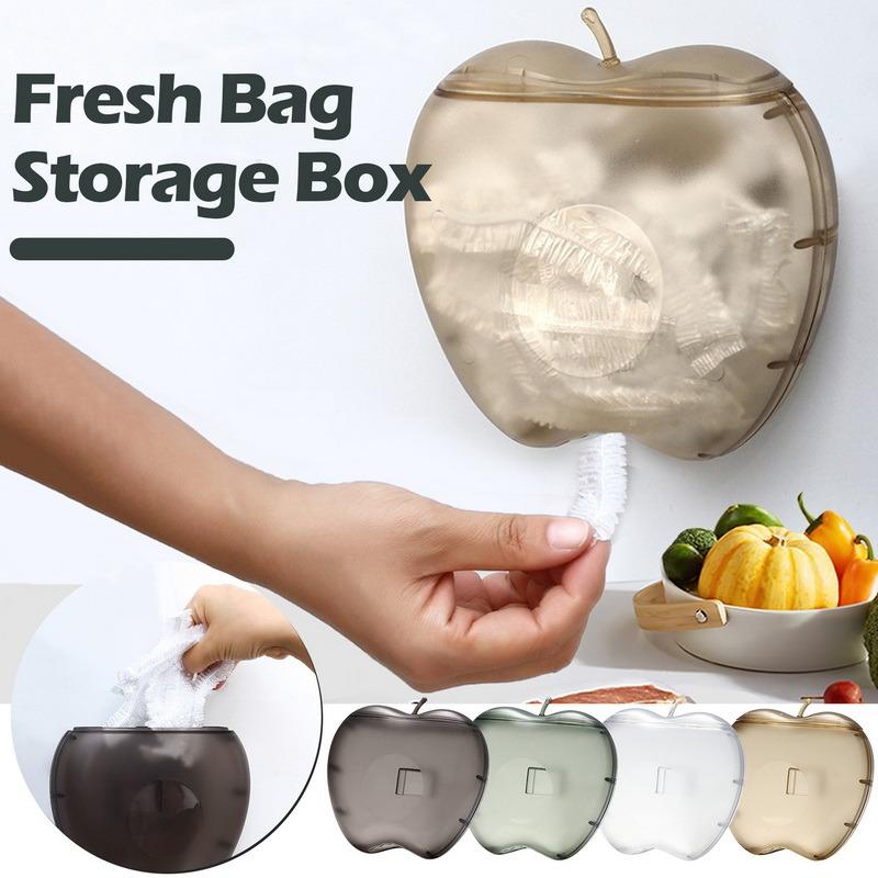 Apple Shape Disposable Food Cover Storage Box Wall-mounted Plastic Wrap Elastic Fresh Keeping Bag Organizer Kitchen Containers