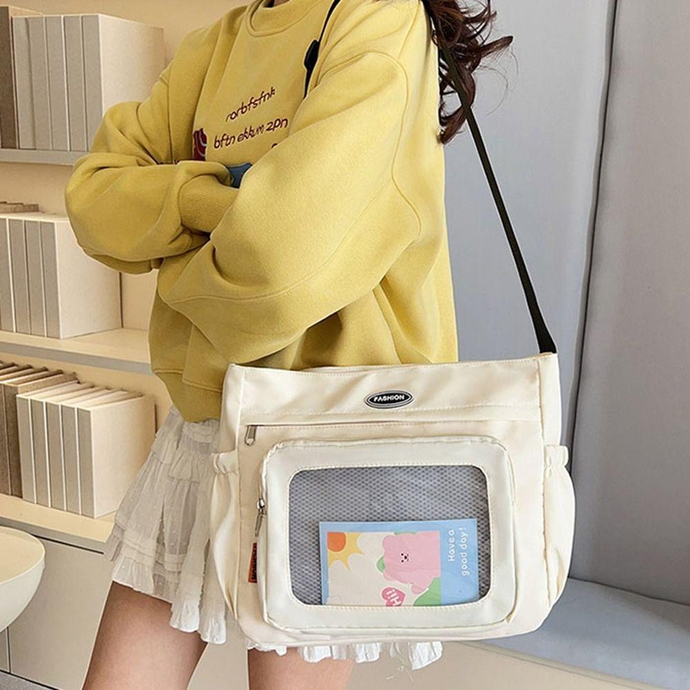 Zipper Bag Transparent Bags Nylon Shoulder Bag Pouch Bag Solid Color Itabag  Gift