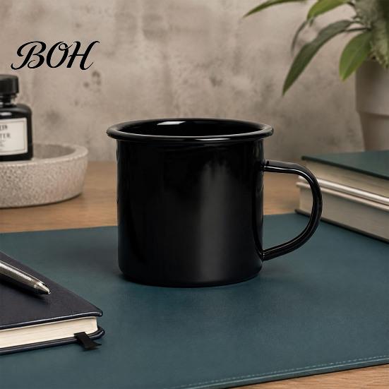 Durable Steel Water Cup Enamel Coffee Mug with Handle, Retro Style Cup, Smooth Lead Free Drinking Vessel Surface Portable for Hot Tea And Milk Outdoor