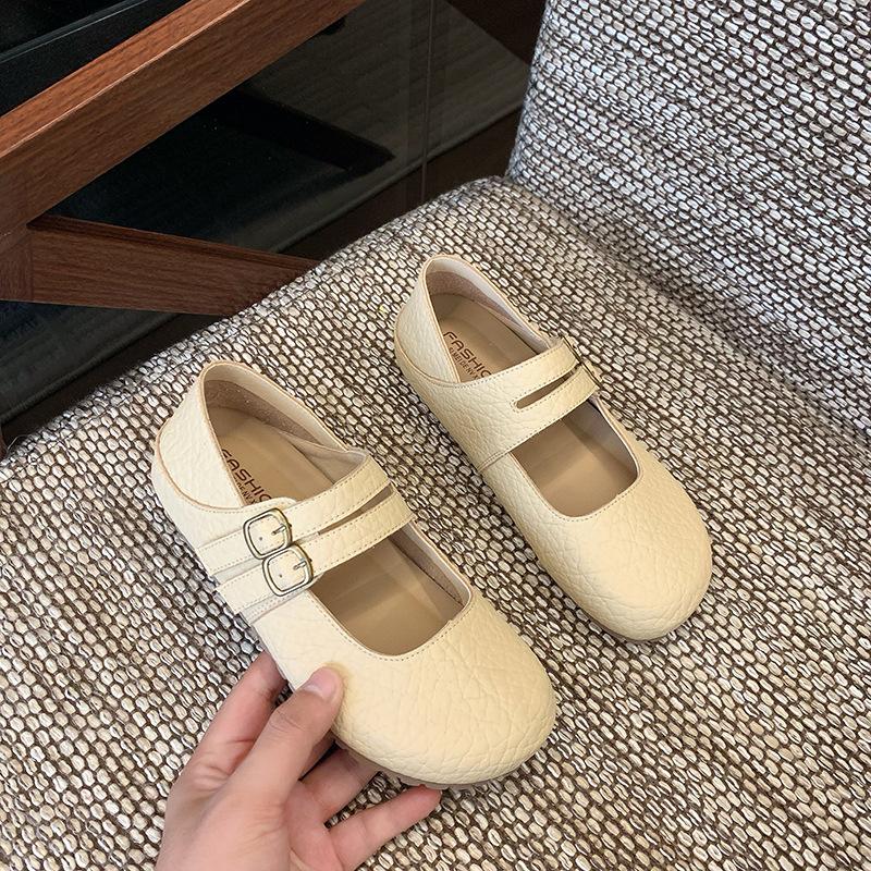 

Туфли Мэри Джейн женские на плоской подошве 2025 новые весна и лето универсальные с мелким вырезом и круглым носком на мягкой подошве на одном ремешке туфли Doudou женские 40 абрикосовый